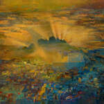 A serene sunrise over Jerusalem, with golden light spilling over Har HaBayit, illuminating the sacred site. The painting captures the deep spiritual connection between the city and Jewish heritage, evoking a sense of divine presence. The warm light reflects the profound history and legacy of Jerusalem, offering a visual representation of the city's significance and its special place in the Jewish soul.