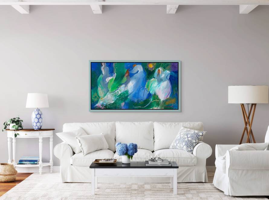 Painting of Jewish women dancing with the bride on her wedding day, capturing the exuberant joy and unity of the celebration. The lively movement of the figures and flowing dresses convey a sense of connection, happiness, and the vibrant spirit of this special moment.