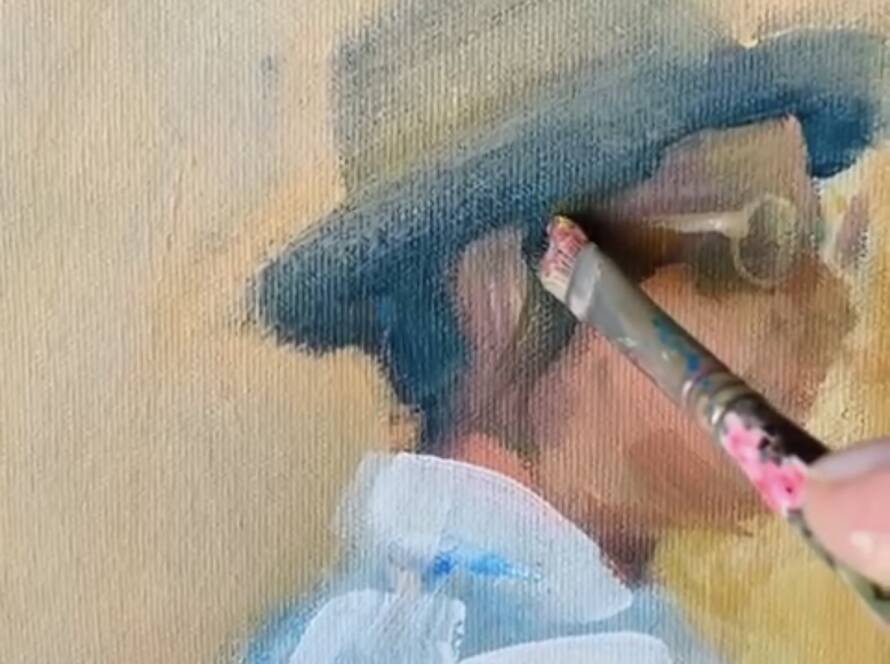 art behind the scenes image of Golda painting.