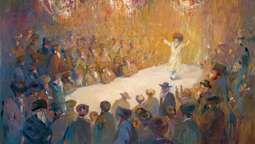 The Rebbe’s Celebration - original Judaica painting by Golda Koosh