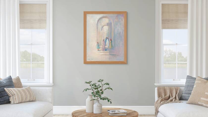 Bride in the Old City by Golda Koosh - Judaica painting in room setting
