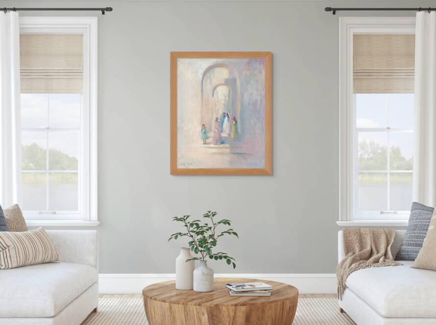 Bride in the Old City by Golda Koosh - Judaica painting in room setting