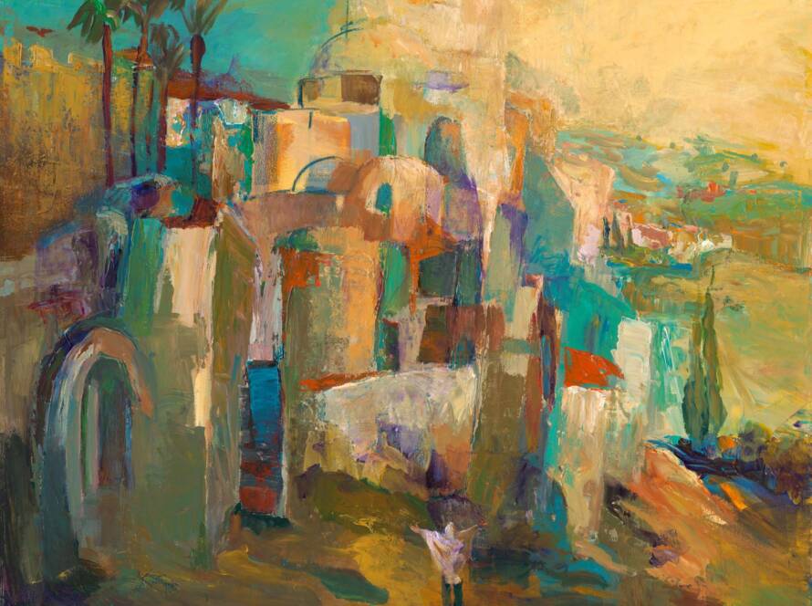 Golda Koosh original Judaica painting from Jerusalem