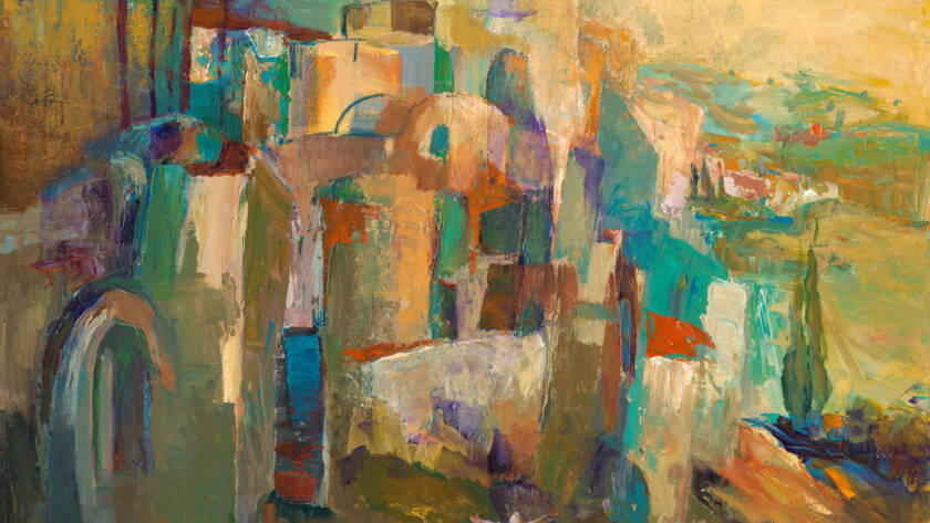 Golda Koosh painting of prayer and devotion at the Kotel, the Western Wall in Jerusalem
